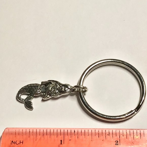 Mermaid Keychain Keyring Silver Tone Metal Charm Island Beach Nautical - Picture 10 of 10